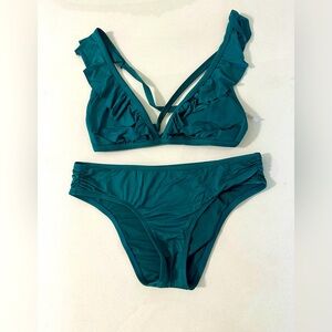 Shade & Shore - Teal Ruffled Bikini Set